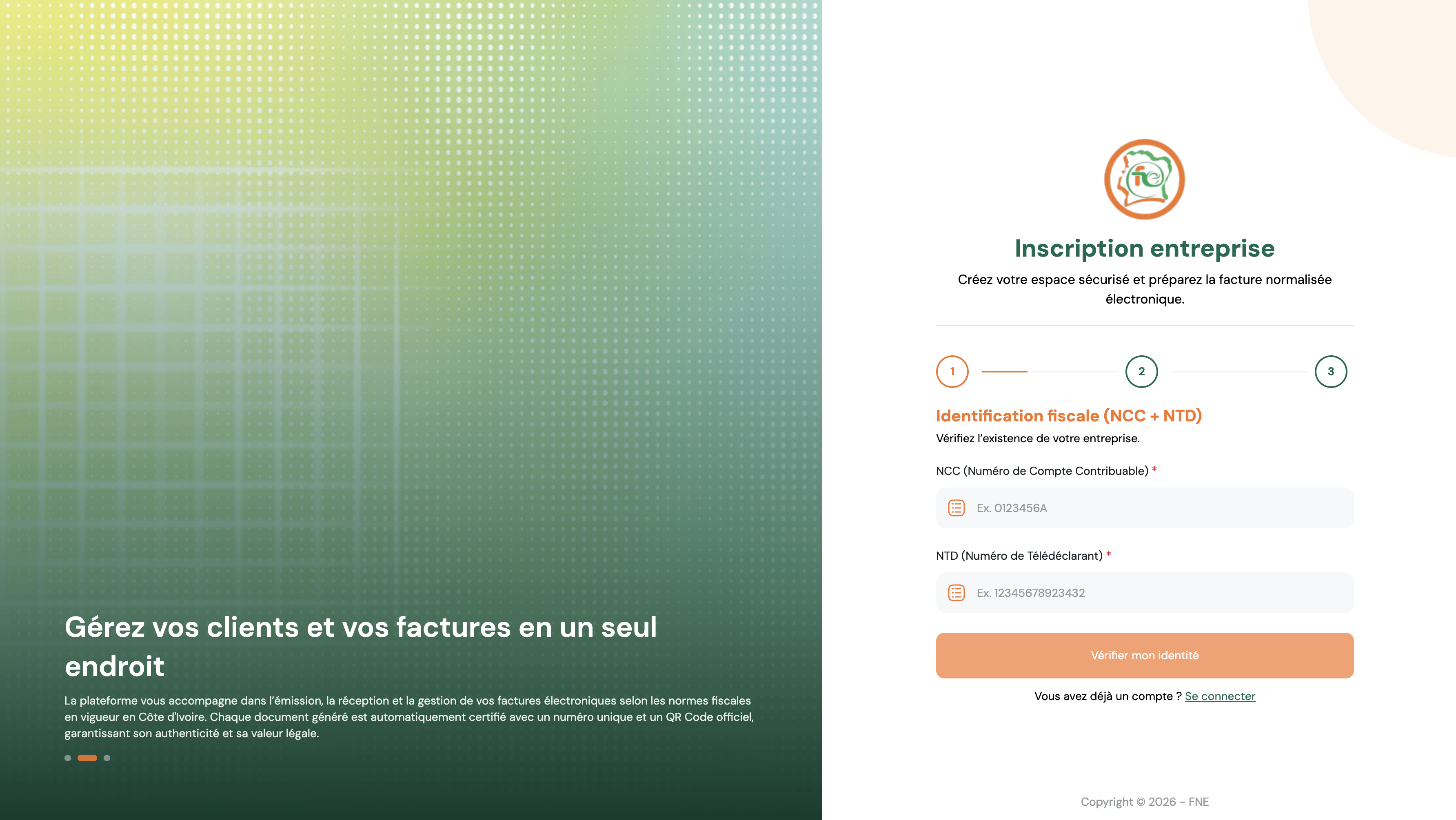 Formulaire d'inscription - Étapes 1 & 2